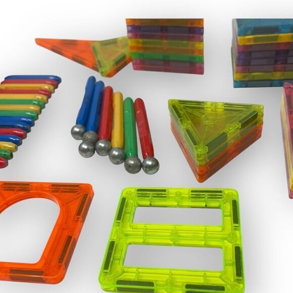 Cra-Z-Art Magrific 3D Magnetic Tiles & Magtastix Mixed Shapes Lot of 80 Pieces - Picture 5 of 12